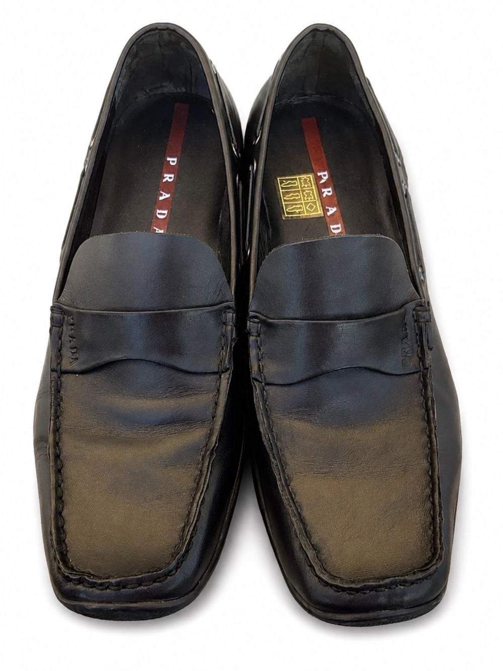 Prada Black Leather Penny Loafers for Men Size 8